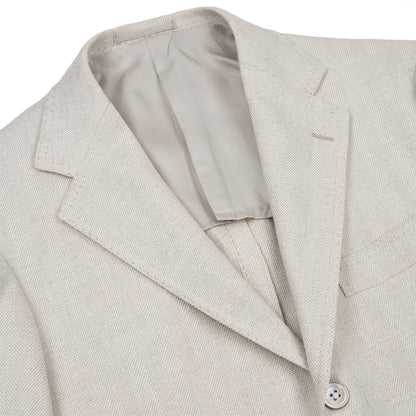 Silver Grey Wool/Silk/Linen Herringbone