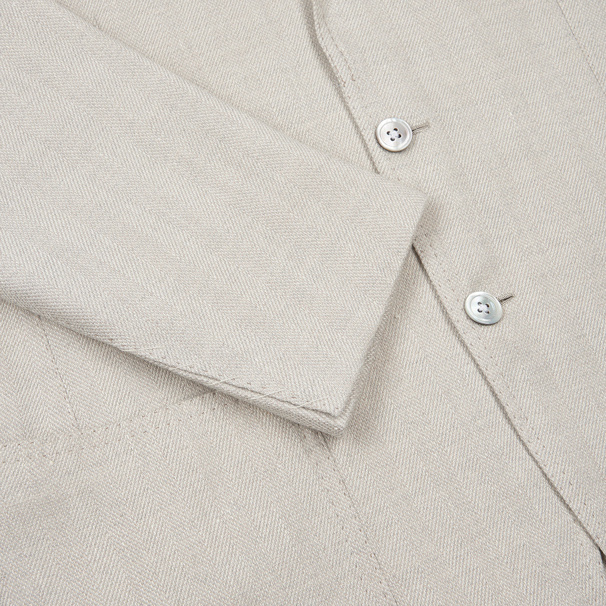 Silver Grey Wool/Silk/Linen Herringbone