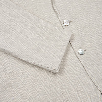 Silver Grey Wool/Silk/Linen Herringbone