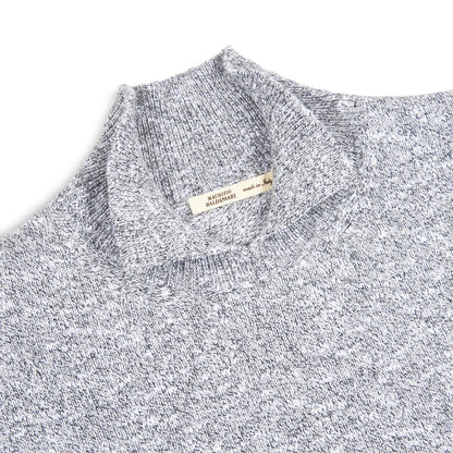 Grey Melange Wool Polo Crew Neck Sweater