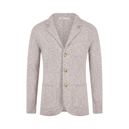 Beige Melange Wool Knitted Jacket
