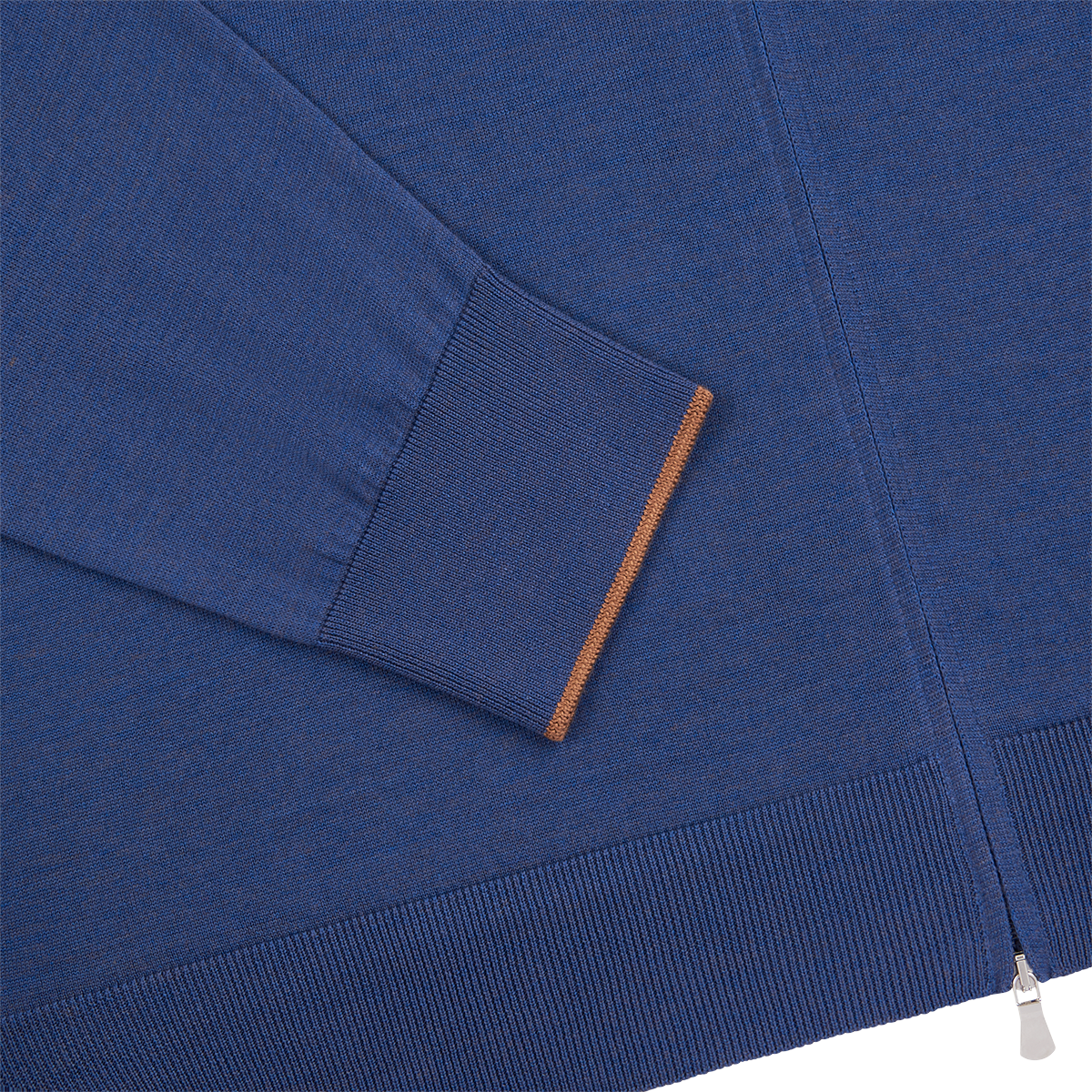 Blue Silk/Cotton Blend Full Zip Cardigan