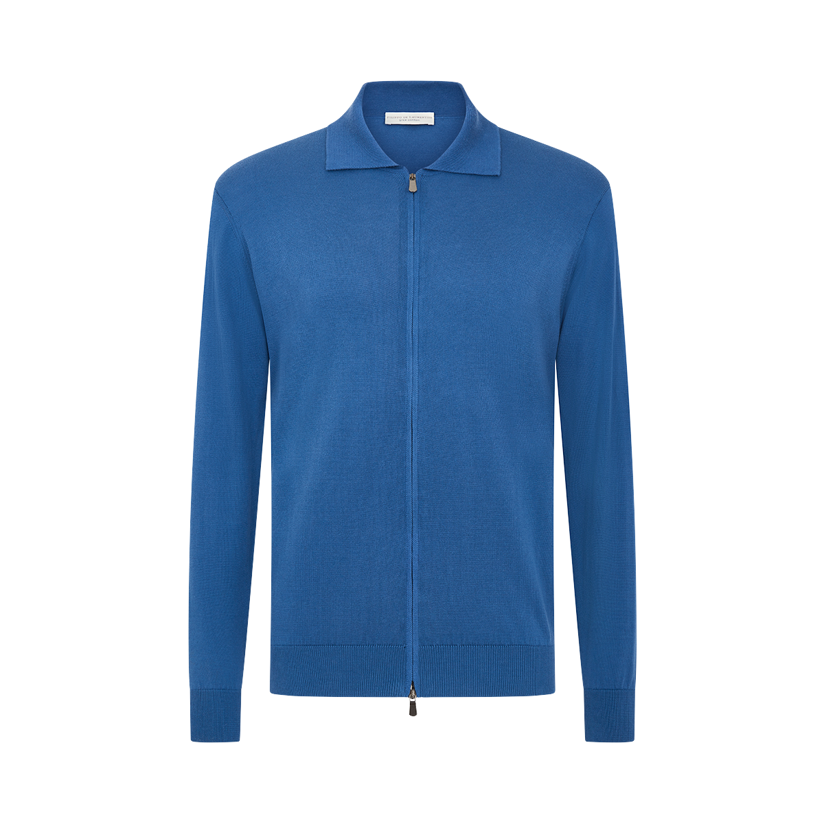 Blue Cotton Zip Cardigan