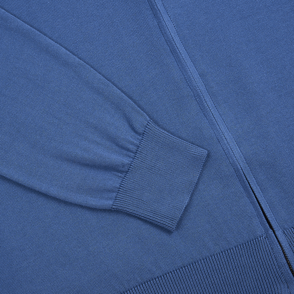 Blue Cotton Zip Cardigan