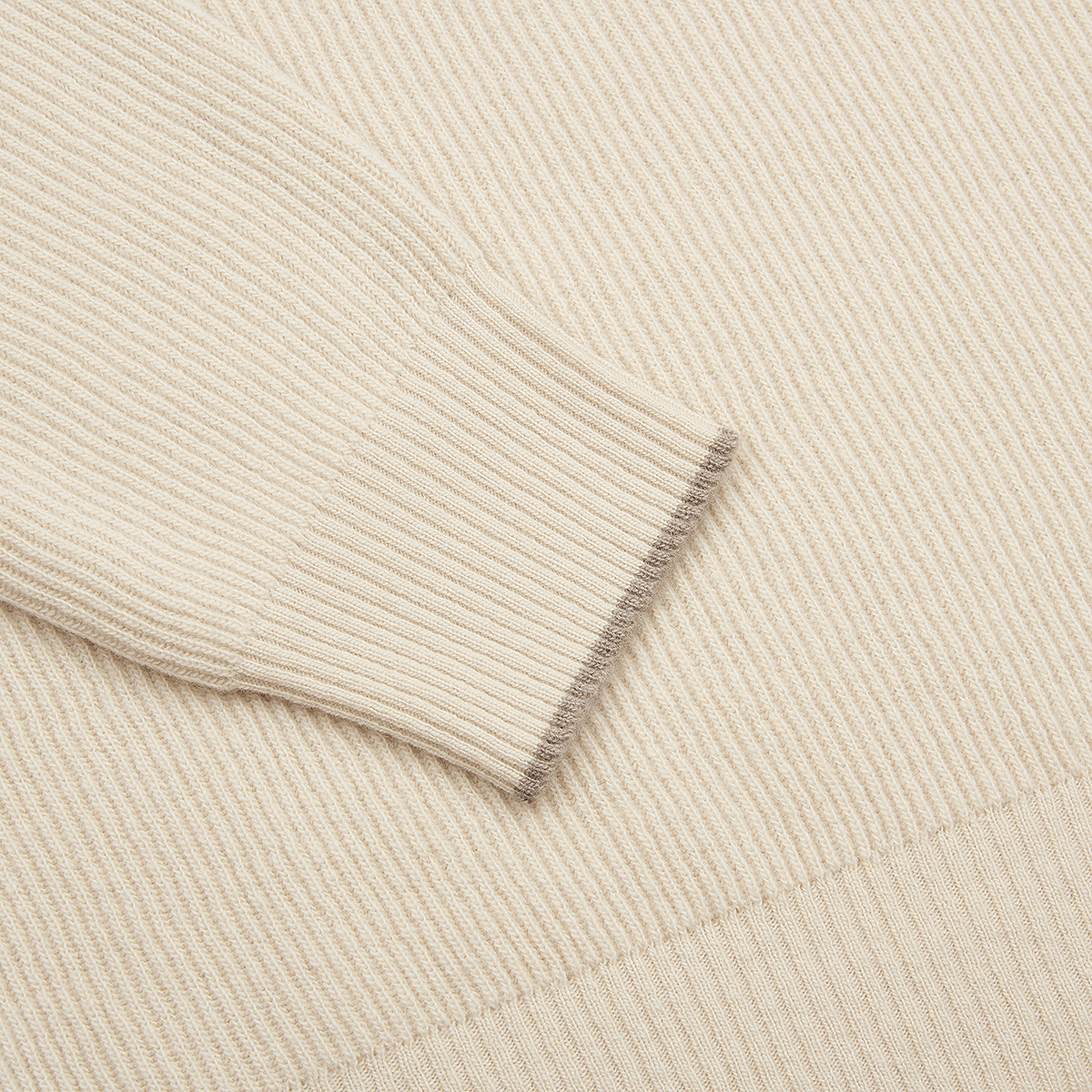 Beige Wool Chunky Fisherman Rib Knitted Polo