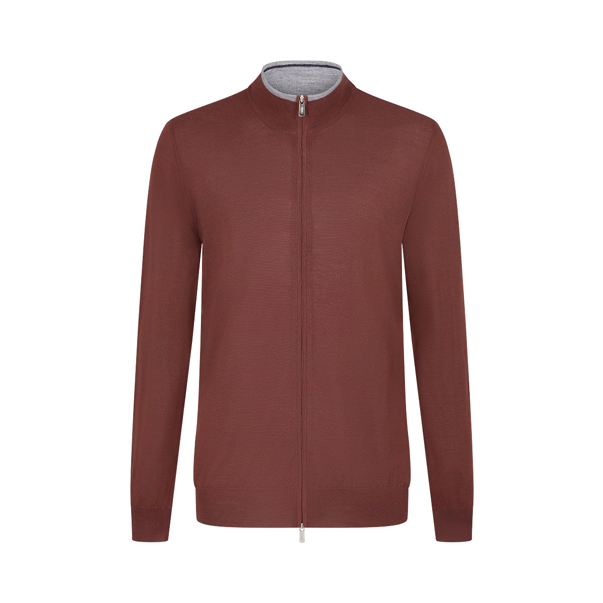 Brick 100% Wool Full Zip Sweater