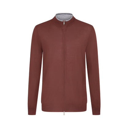 Brick 100% Wool Full Zip Sweater