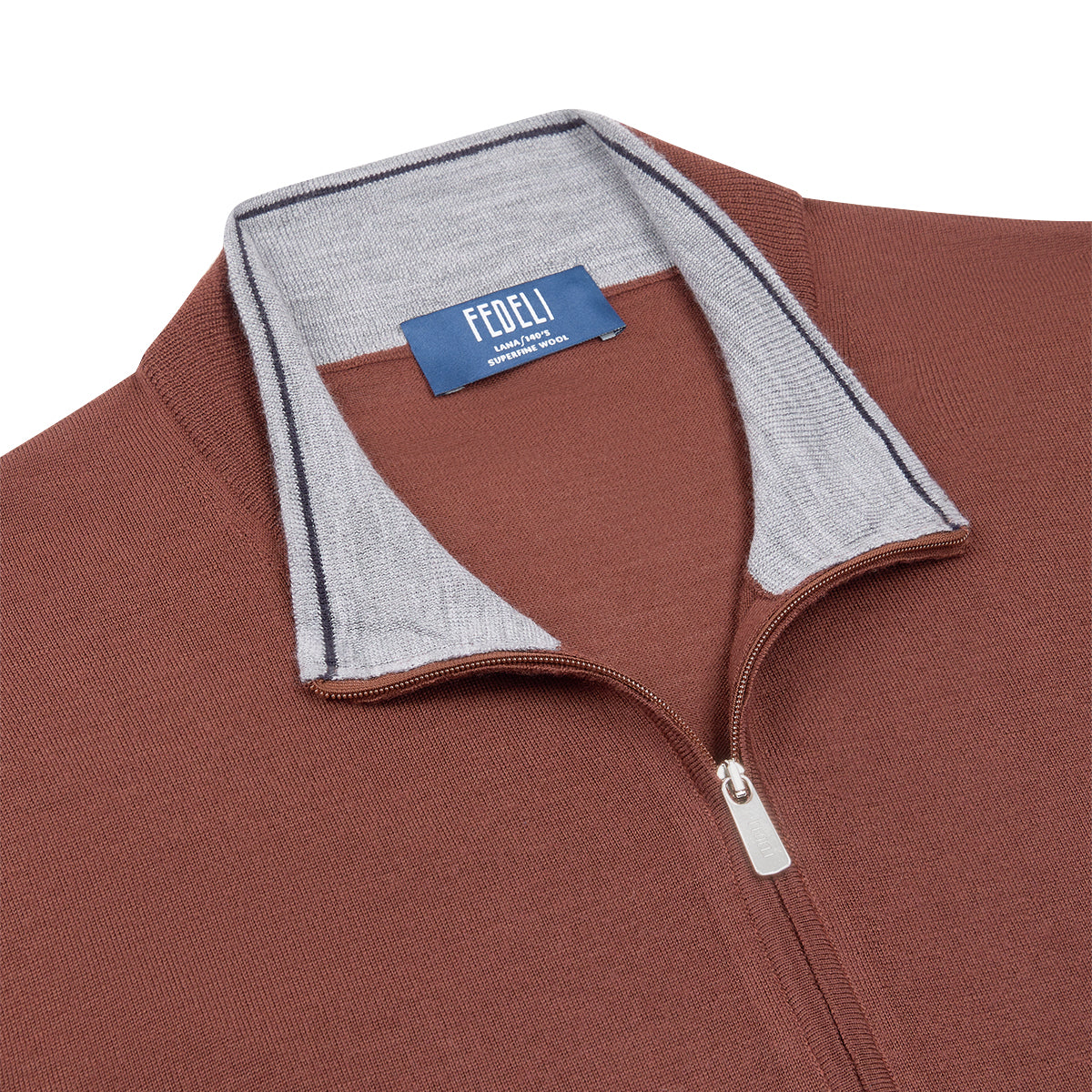 Brick 100% Wool Full Zip Sweater