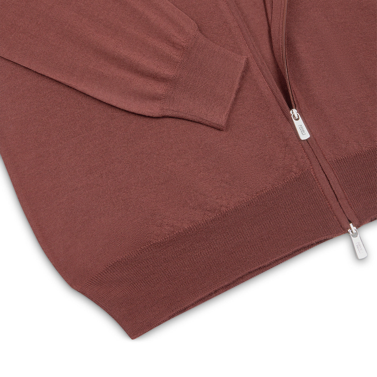 Brick 100% Wool Full Zip Sweater