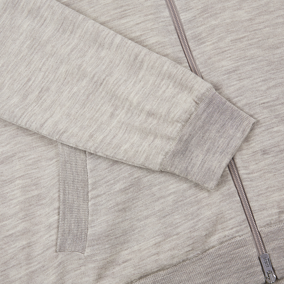 Beige Melange Extra Fine Wool Windstop Knitted Jacket