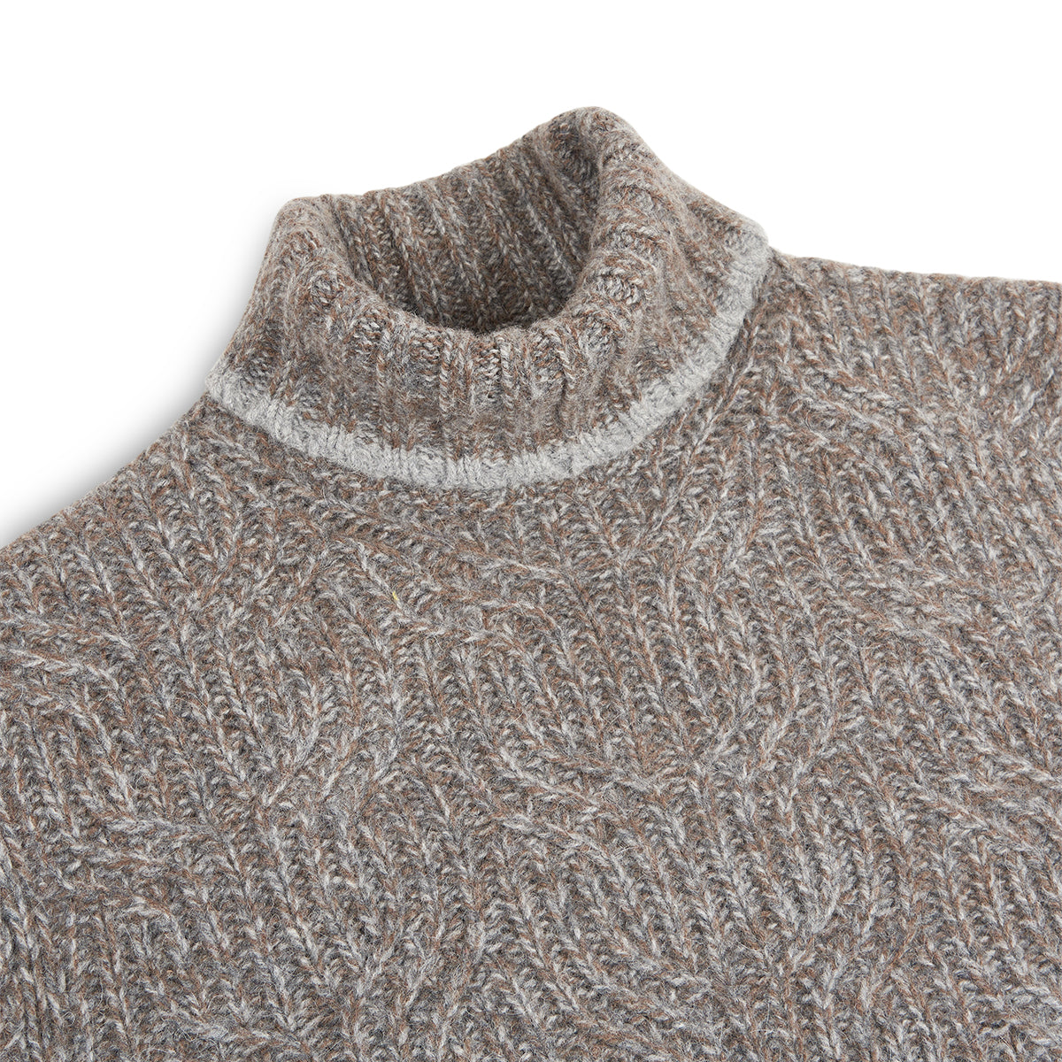 Grey/Brown Melange Alpaca Wool Blend Roll Neck Sweater