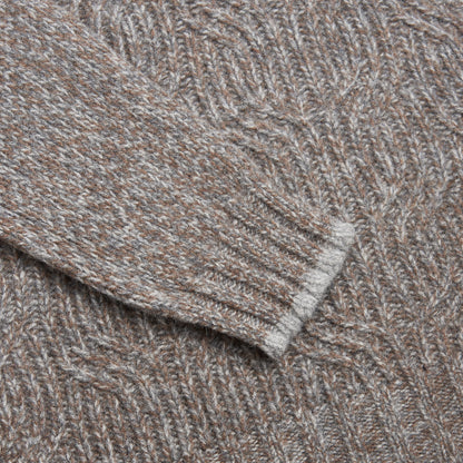 Grey/Brown Melange Alpaca Wool Blend Roll Neck Sweater