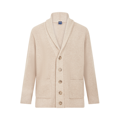 Beige Melange Wool/Cashmere Morgan Shawl Cardigan