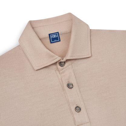 Beige Merino Wool Ugo Long Sleeve Polo