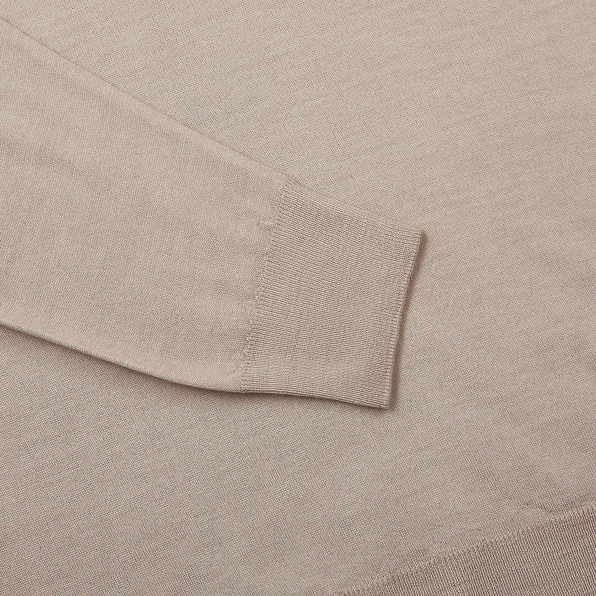 Beige Merino Wool Ugo Long Sleeve Polo