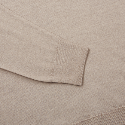 Beige Merino Wool Ugo Long Sleeve Polo