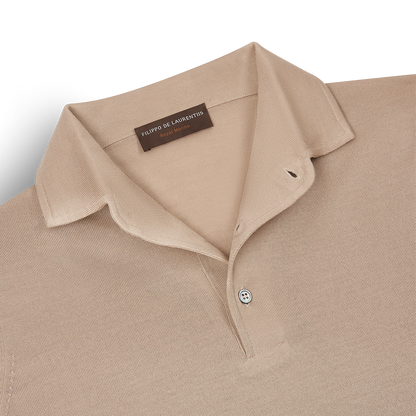 Taupe One Piece Collar Polo Shirt in 16 Gauge Wool