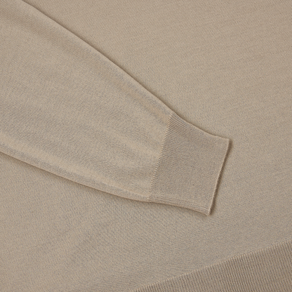 Taupe One Piece Collar Polo Shirt in 16 Gauge Wool
