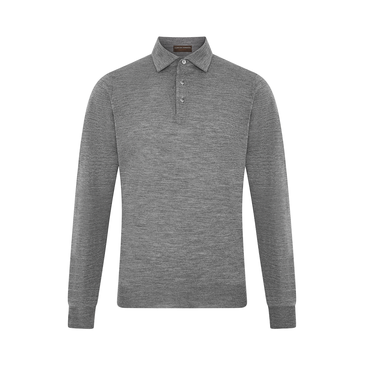 Grey One Piece Collar Polo Shirt in 16 Gauge Wool