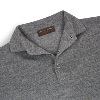 Grey One Piece Collar Polo Shirt in 16 Gauge Wool