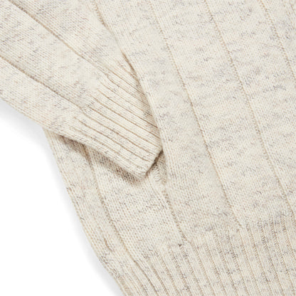 Cream Melange Wool Full Zip Cardigan