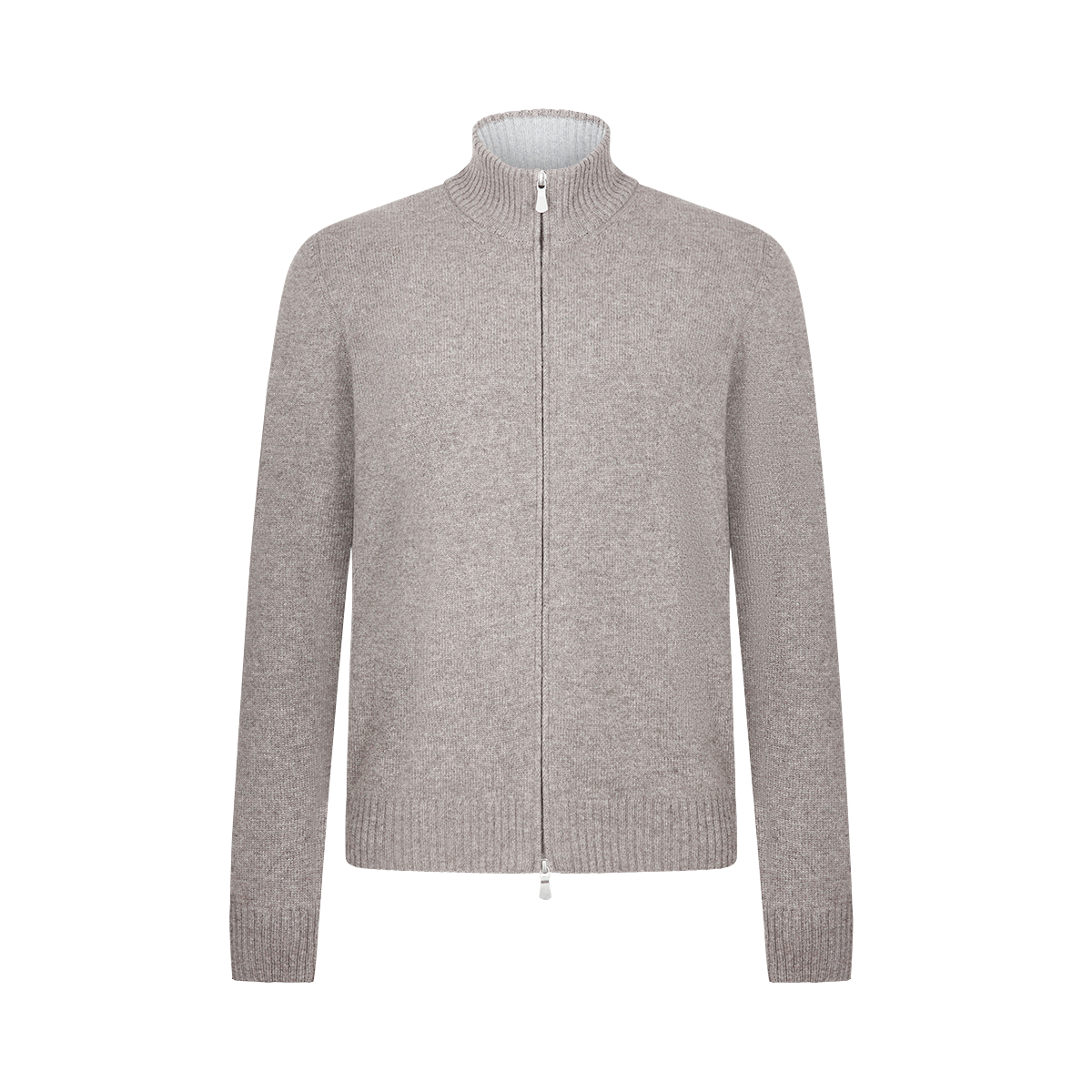 Taupe Brown Cashmere Full Zip Cardigan