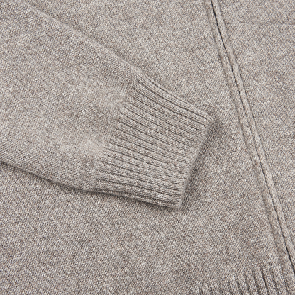Taupe Brown Cashmere Full Zip Cardigan