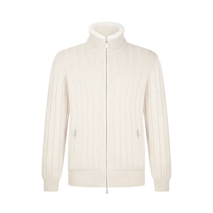 Beige Cashmere Faux Fur Lined Jacket