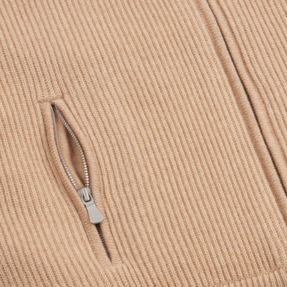 Beige Cashmere Knitted Gilet with Faux Fur Lining