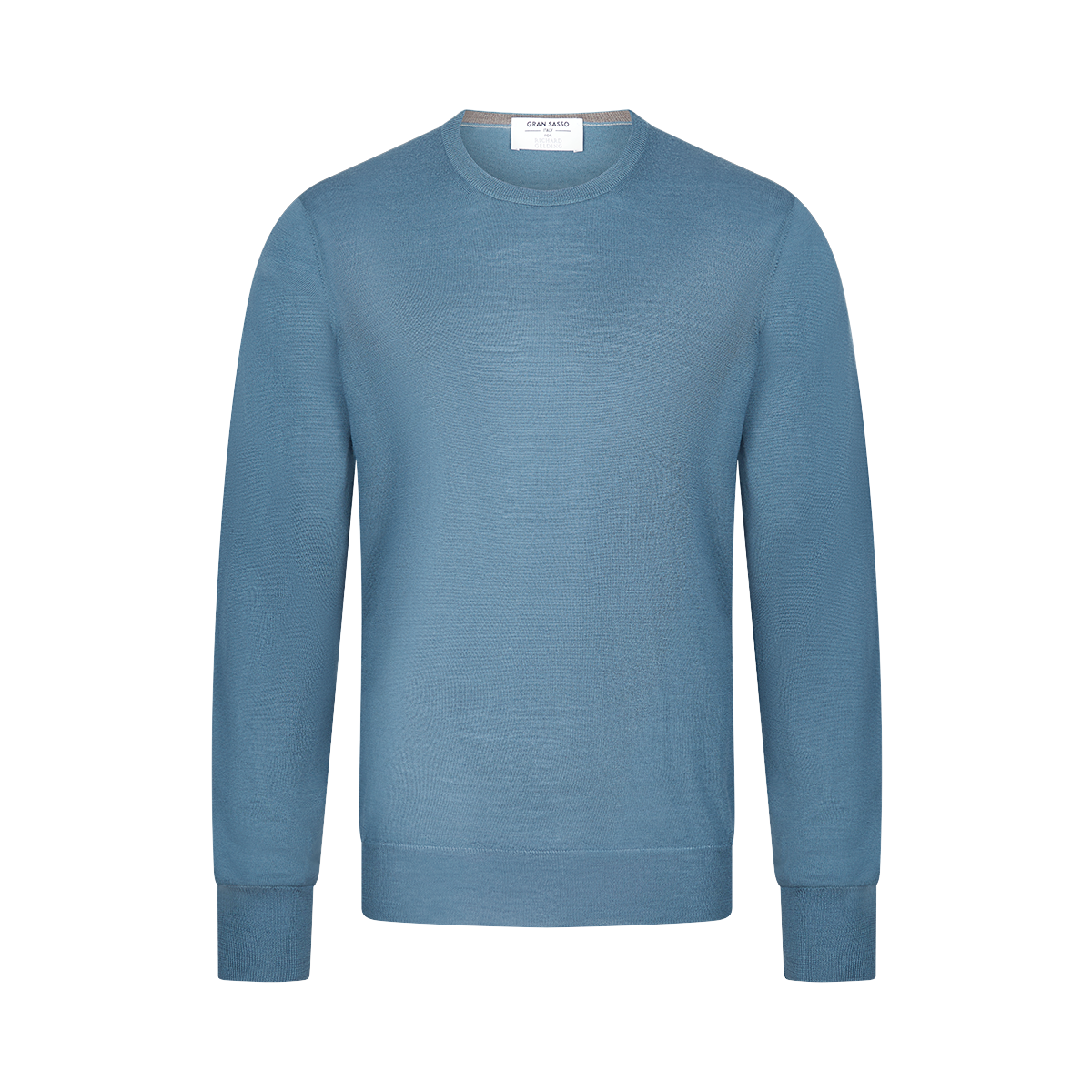 Blue Super Tasmania Wool Crew Neck Sweater