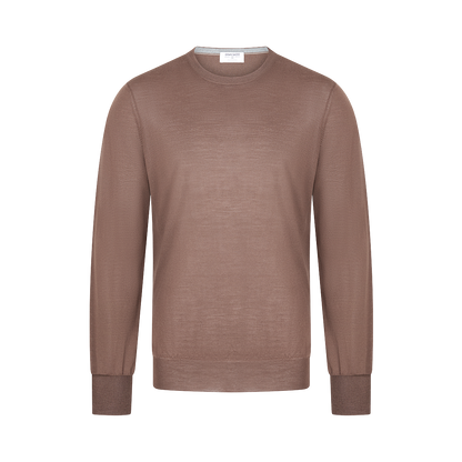 Brown Super Tasmania Wool Crew Neck Sweater