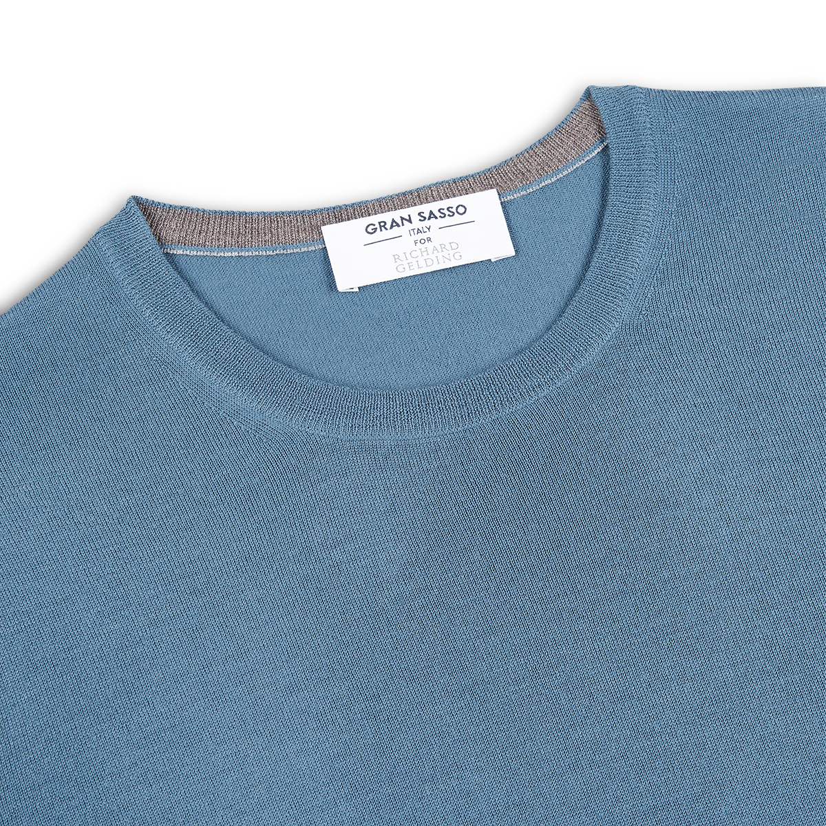 Blue Super Tasmania Wool Crew Neck Sweater