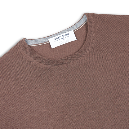 Brown Super Tasmania Wool Crew Neck Sweater