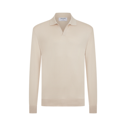 Beige Suvin Cotton LS Polo