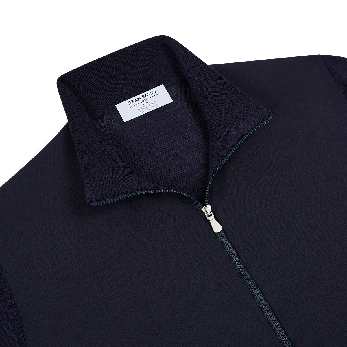 Blue Worsted Front Wool Nylon Cardigan