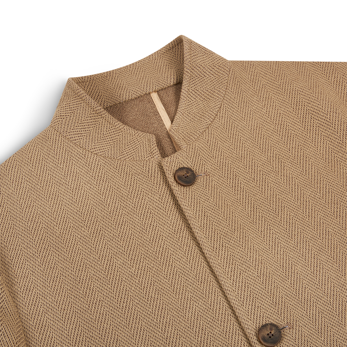 Beige Herringbone Cotton Blend Jacket