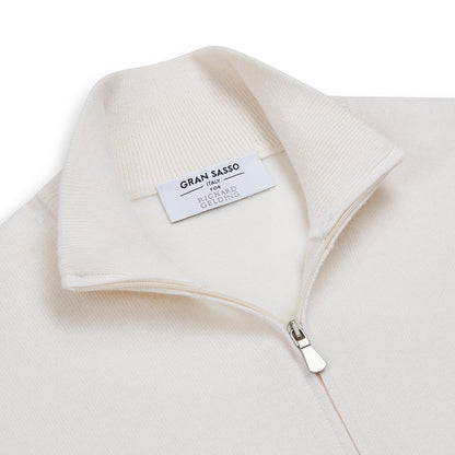 White Cashmere 1/4 Zip Sweater