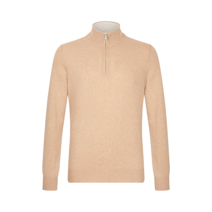 Camel Cashmere 1/4 Zip Sweater