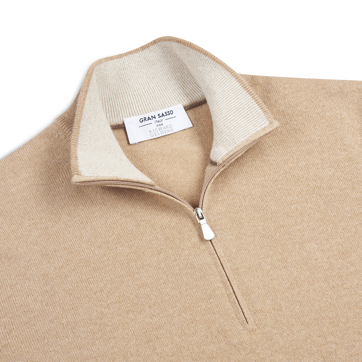 Camel Cashmere 1/4 Zip Sweater