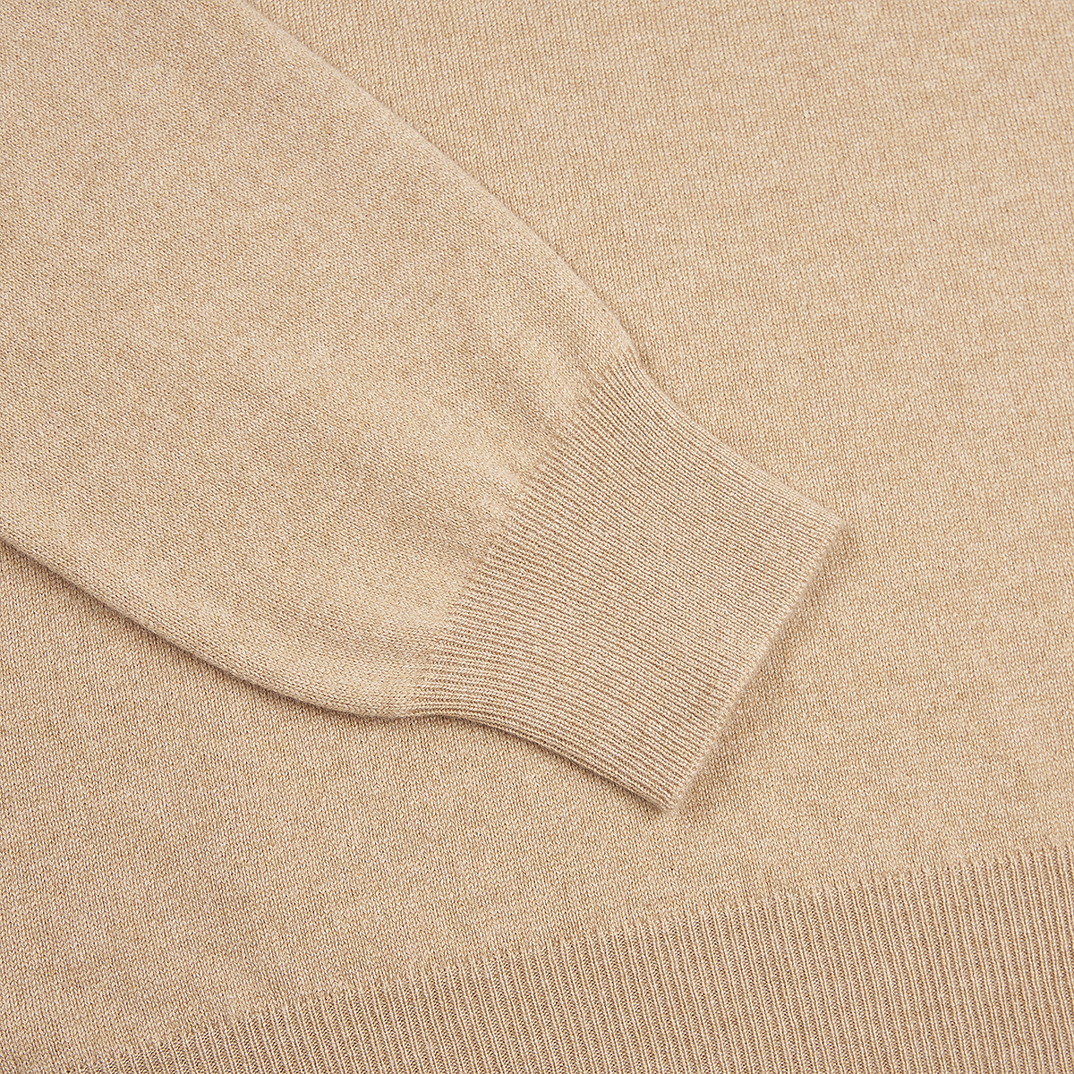 Camel Cashmere 1/4 Zip Sweater