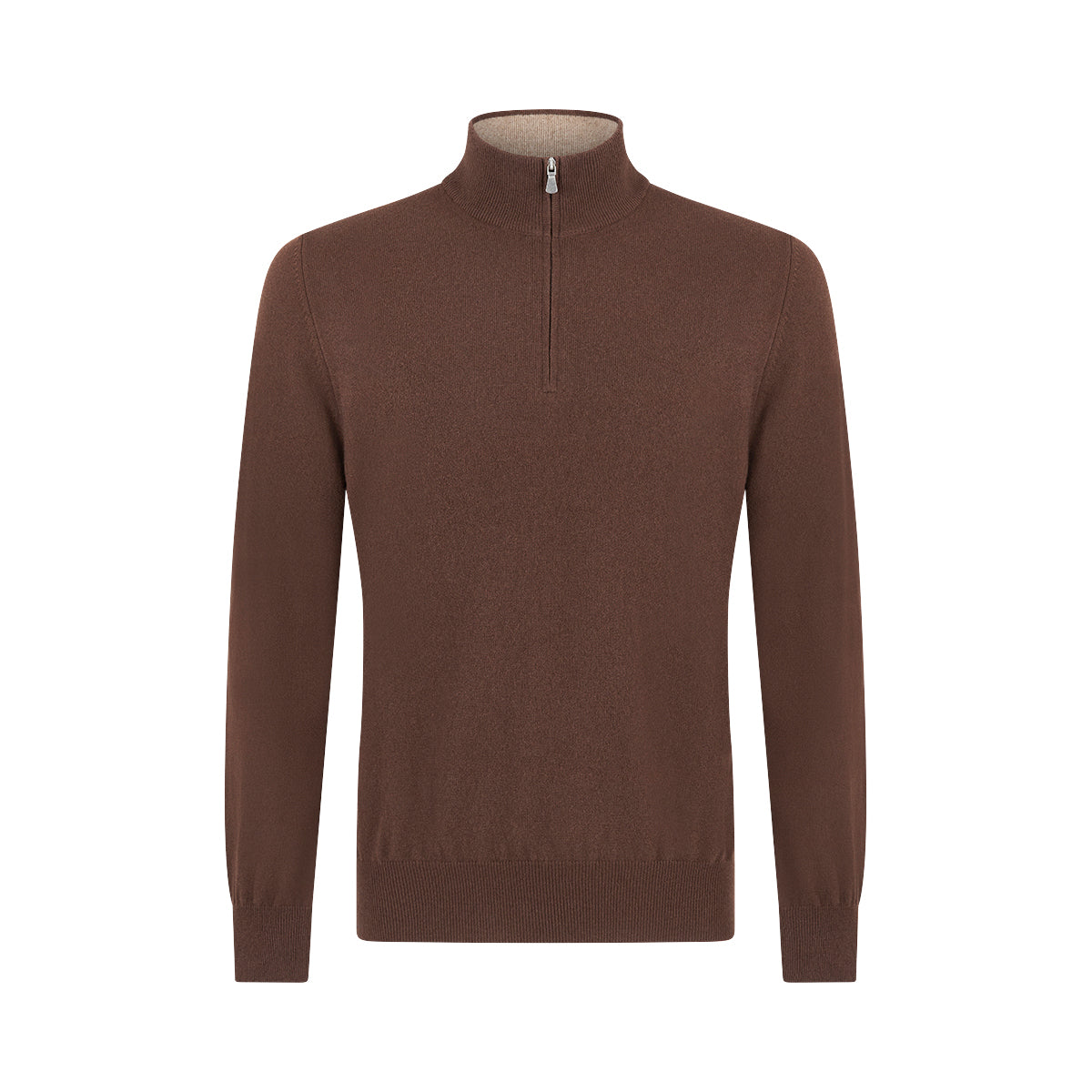 Brown Cashmere 1/4 Zip Sweater