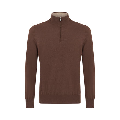 Brown Cashmere 1/4 Zip Sweater