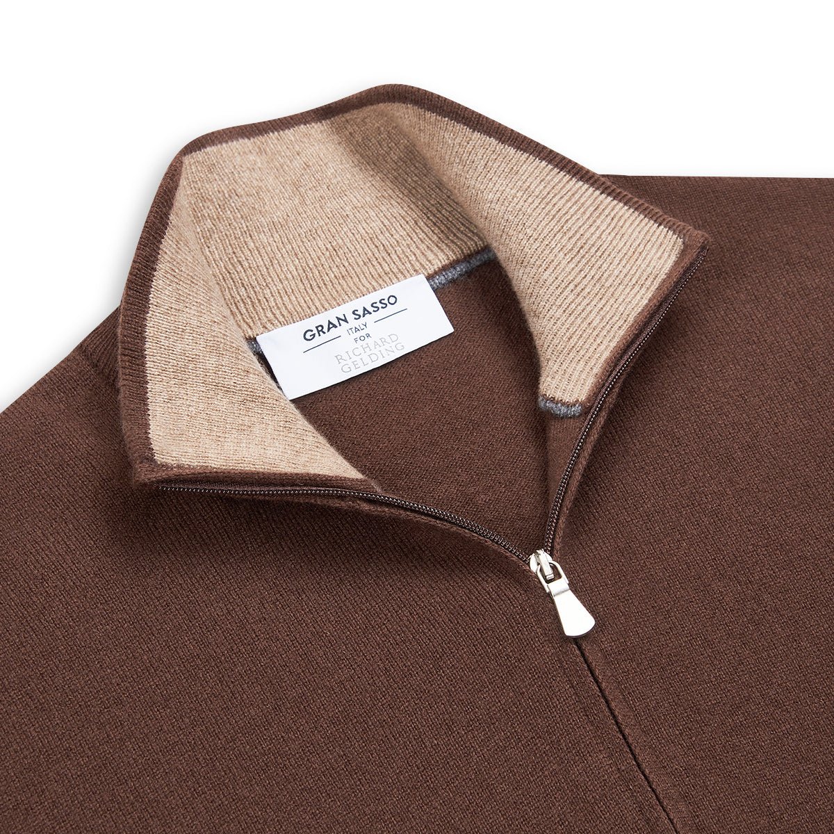 Brown Cashmere 1/4 Zip Sweater