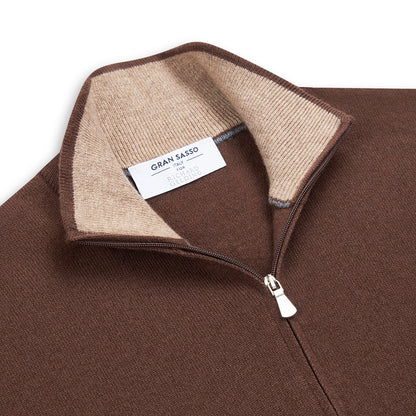 Brown Cashmere 1/4 Zip Sweater