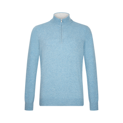 Sky Blue Cashmere 1/4 Zip Sweater
