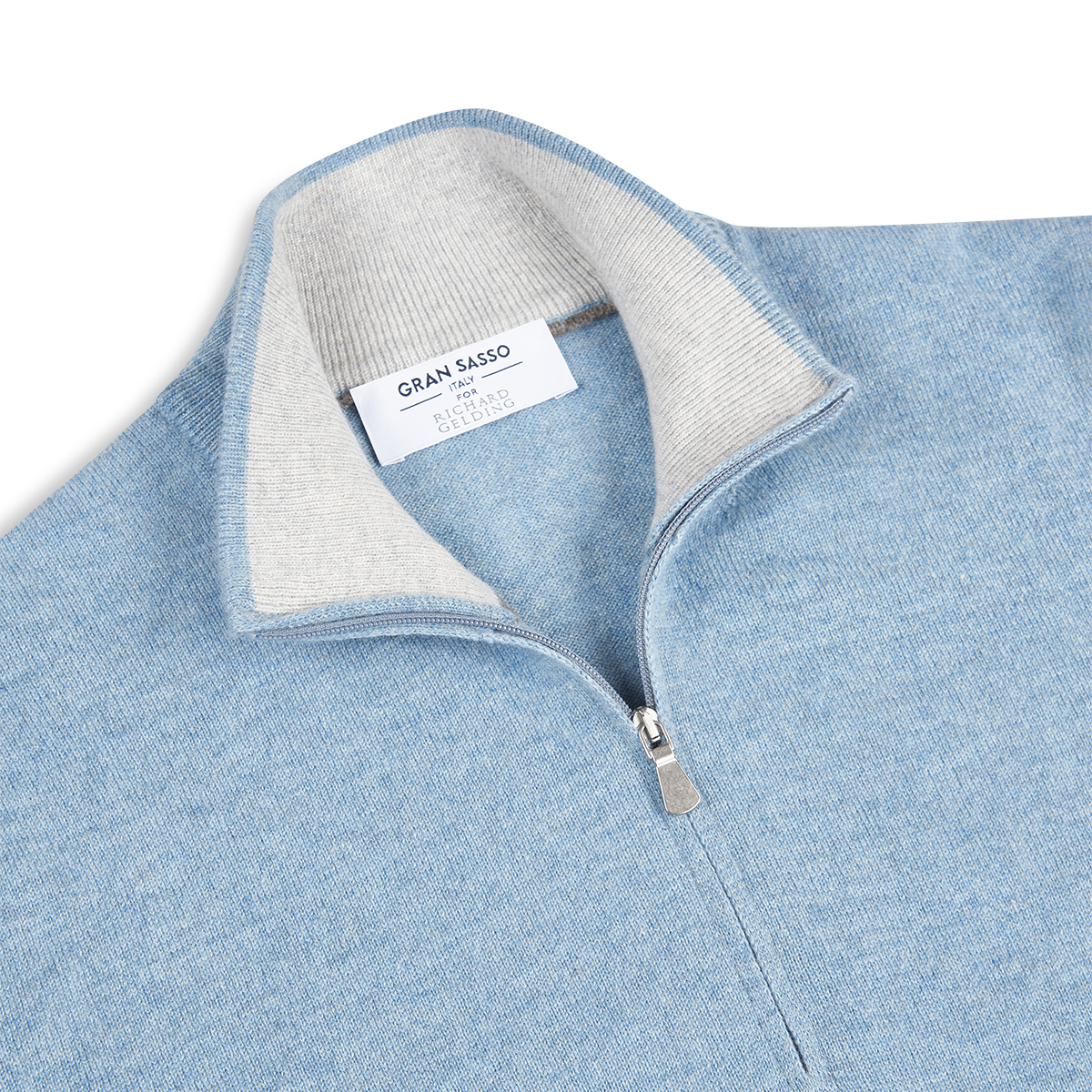 Sky Blue Cashmere 1/4 Zip Sweater