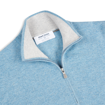 Sky Blue Cashmere 1/4 Zip Sweater