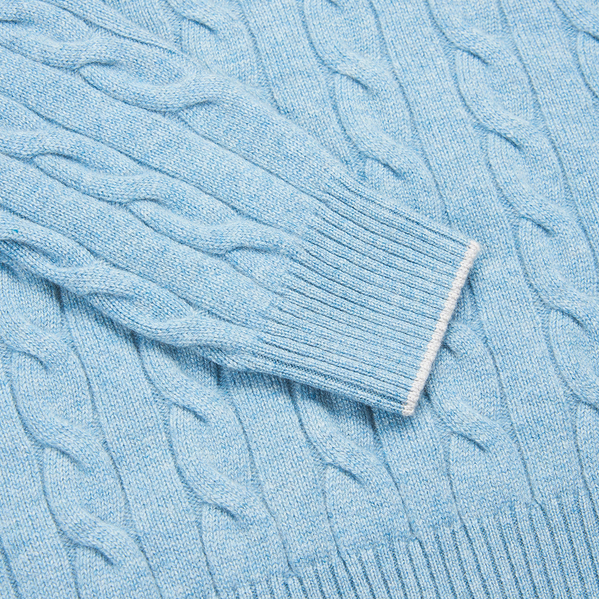 Sky Blue Cashmere Quarter Button Sweater