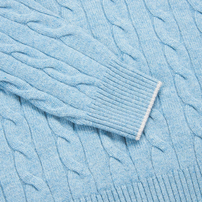 Sky Blue Cashmere Quarter Button Sweater
