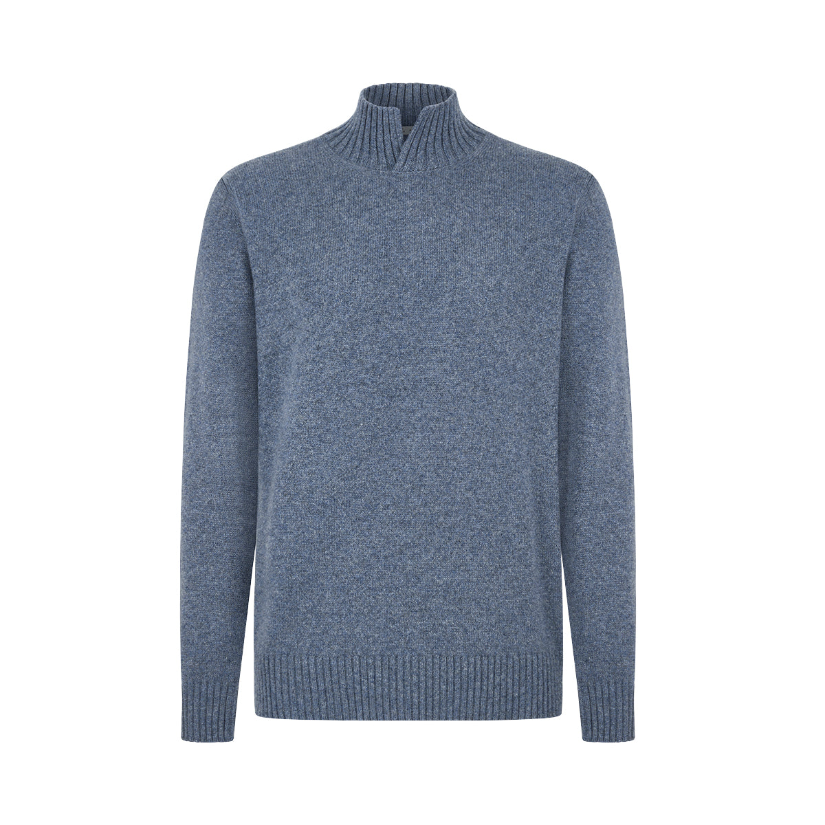 Denim Blue Cashmere Open Turtle Neck